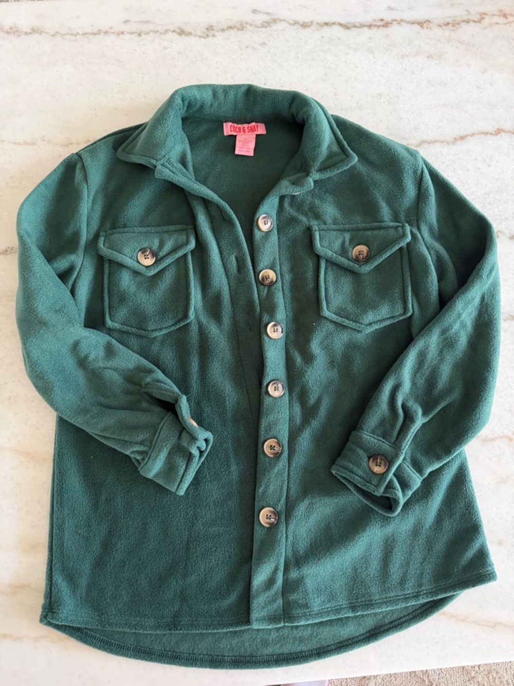 Kids Green Fleece Shacket
